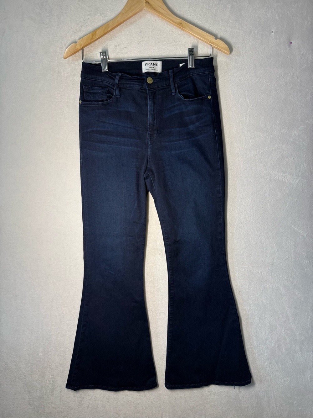 Frame Denim Le Crop Bell  Navy High-Rise Wide Leg Jeans Size 29